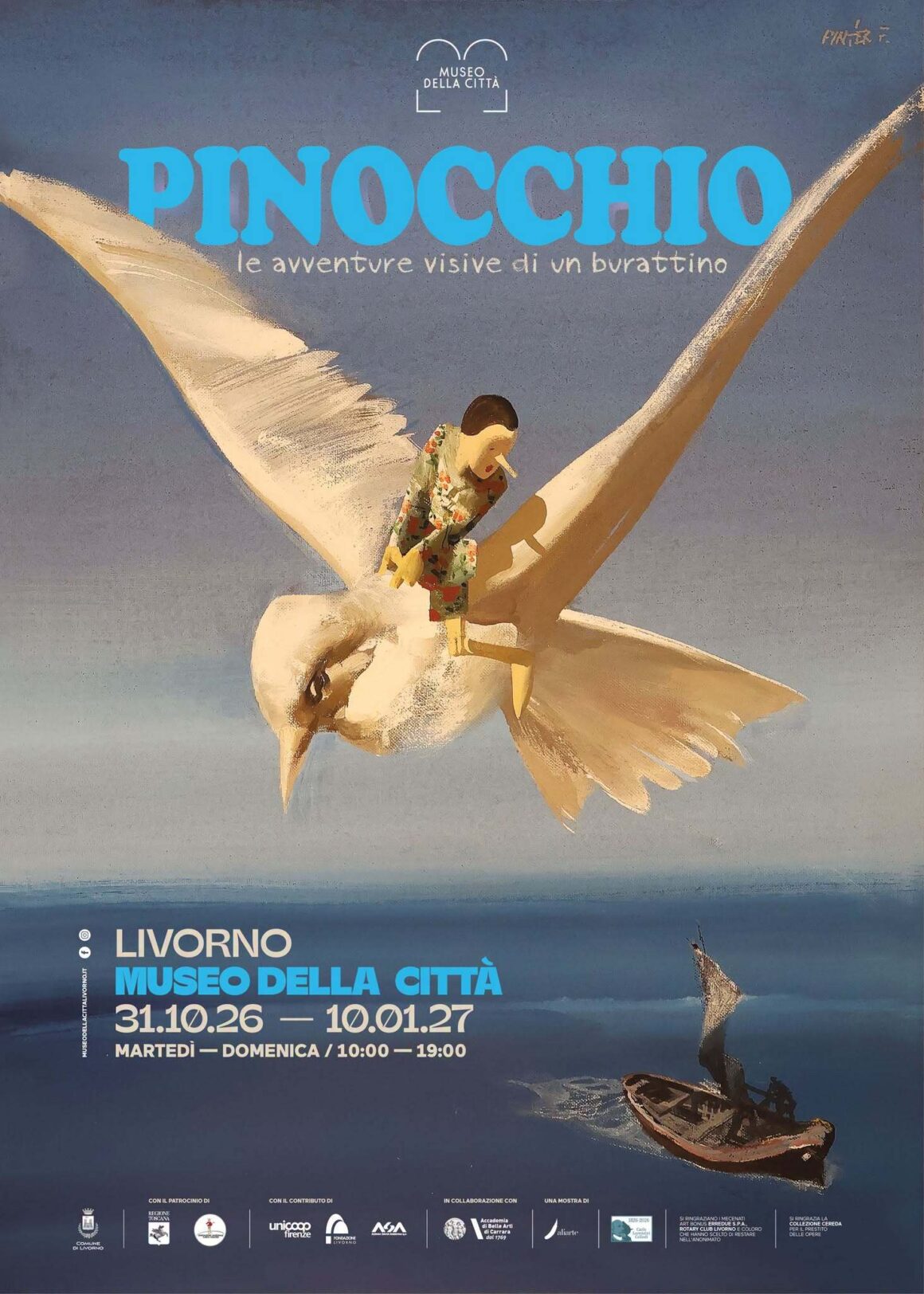 locandina pinocchio “Pinocchio – Le avventure visive di un burattino” dal 1° novembre 2026 al 10 gennaio 2027